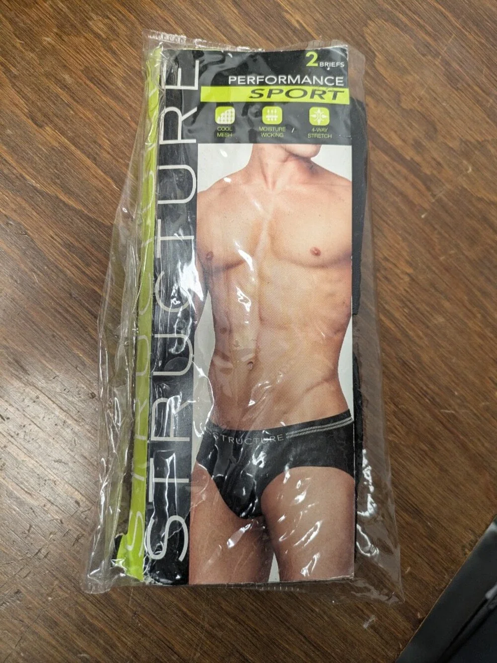 Sm Structure Performance Sport Men's Briefs in Black 2pk Mesh, Wicking, Stretch